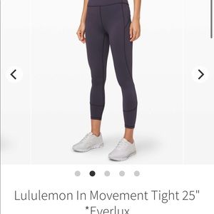 Lululemon In Movement 25 inch tights, size 6